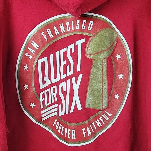San Francisco 49ers Hoodie Mens 3XL Superbowl Quest For Six Forever Faithful - Picture 9 of 11